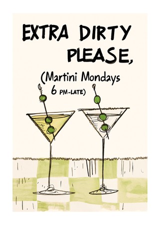 Poster Martini Mondays Extra Dirty