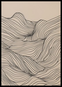 Poster cu o ilustrare minimalistă de artă în linie abstractă a unui peisaj ondulat-2