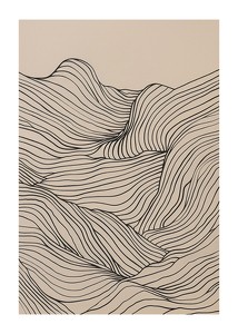 Poster cu o ilustrare minimalistă de artă în linie abstractă a unui peisaj ondulat-1