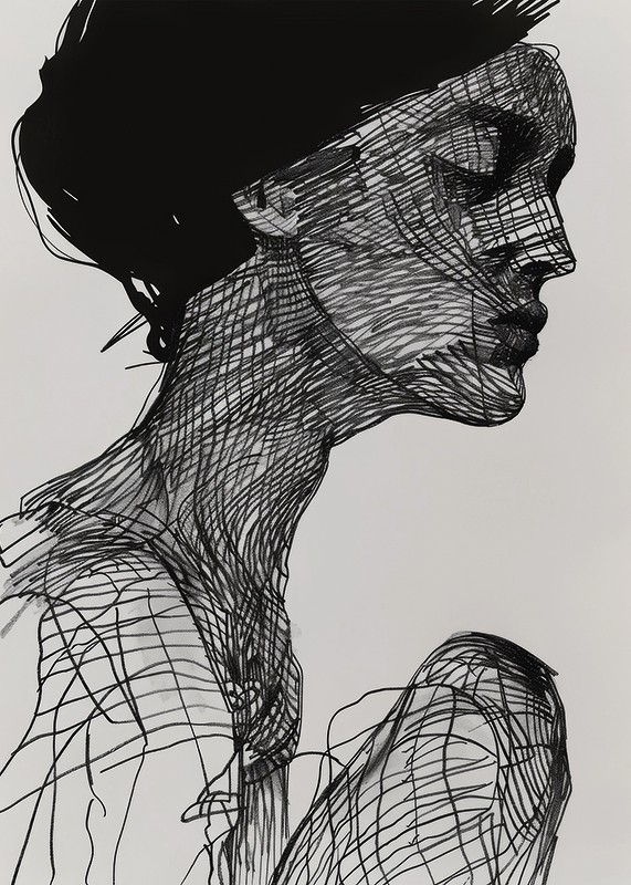 Poster cu o pictură în acuarelă cu un motiv abstract al unei femei-3