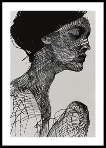 Poster cu o pictură în acuarelă cu un motiv abstract al unei femei-0