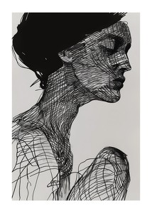 Poster cu o pictură în acuarelă cu un motiv abstract al unei femei-1