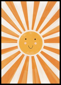 Poster cu o pictură în acuarelă care surprinde un soare zâmbitor-2