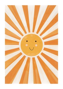 Poster cu o pictură în acuarelă care surprinde un soare zâmbitor-1