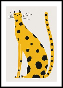 Poster cu pictura cu o pisică galbenă cu pete negre-0