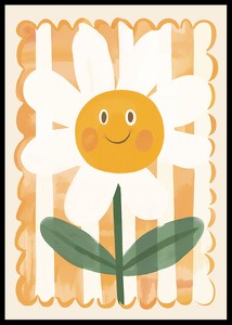 Poster cu o pictură în acuarelă cu o floare fericită-0