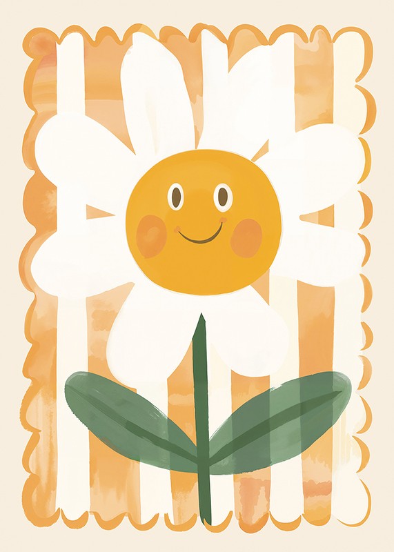 Poster cu o pictură în acuarelă cu o floare fericită-1