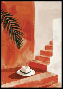 Poster cu o pictură în acuarelă a unei pălării pe o scară-2