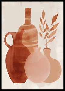 Poster cu o pictură în acuarelă de vaze în culori pământii-2