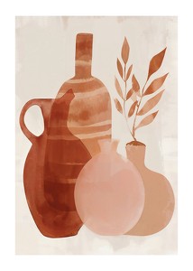Poster cu o pictură în acuarelă de vaze în culori pământii-1