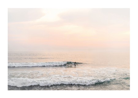 Poster Solitary Surfer Sunset